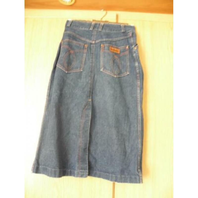 Stevige lange blauwe jeans rok BOBOS 32 XXS prima staat