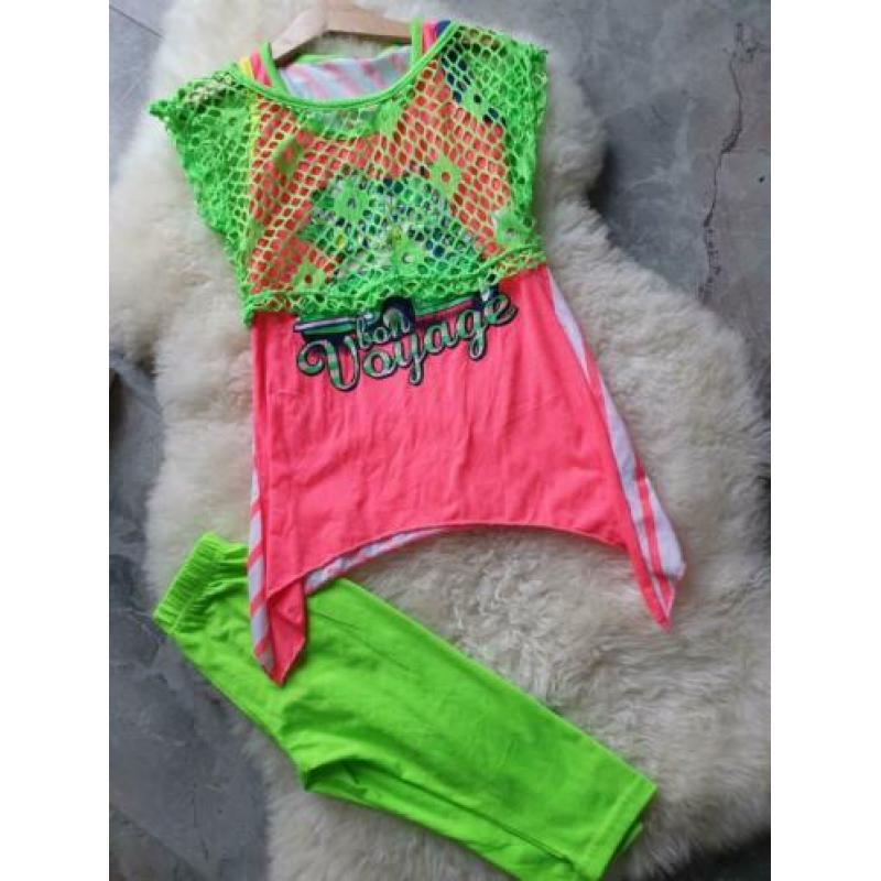 Maat 104 NIEUW Meisjes Top met Legging setje ITALY MODA
