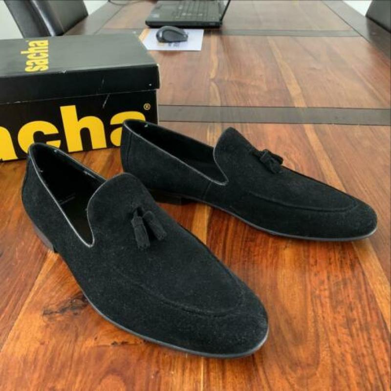 Suède loafers zwart maat 46 nieuw schoenen instappers