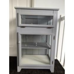 ==Bijna Nieuw== Kast vitrine kast hout glas grijs roomwit