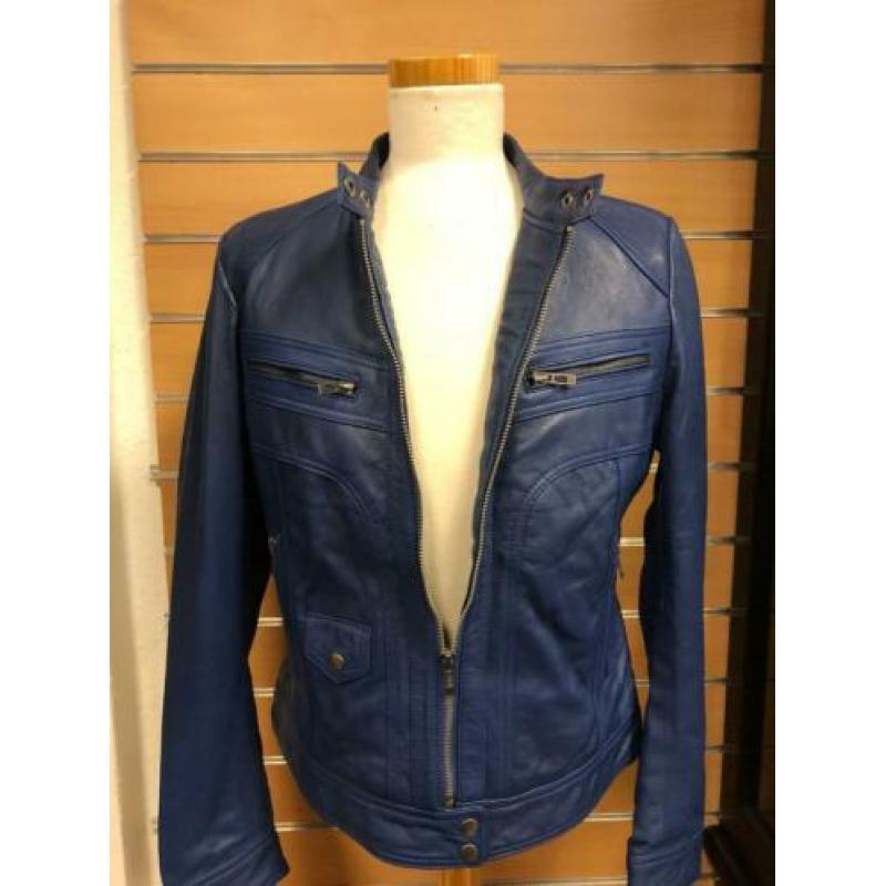 NIEUWE LEDEREN JAS blauw damesjas maat XL LEREN DAMES JACK