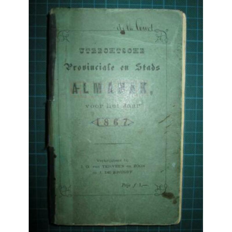 Utrechtsche almanak 1867 De la Court handschrift