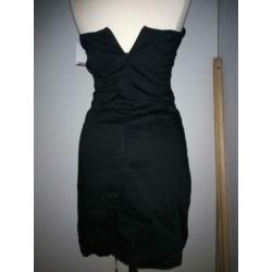 LOUCHE zwart strapless jurkje mt S/10
