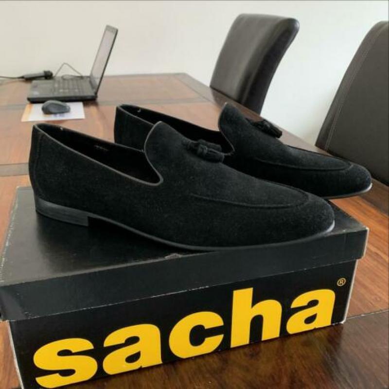 Suède loafers zwart maat 46 nieuw schoenen instappers