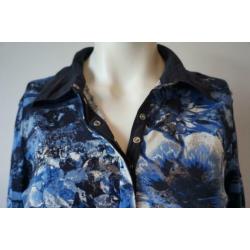 GERRY WEBER Prachtig Shirt in Blauwtinten met Kraagje 38 M