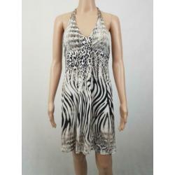 Marc Cain Marccain tijgerprint halter jurk luxe maat 34 zgan