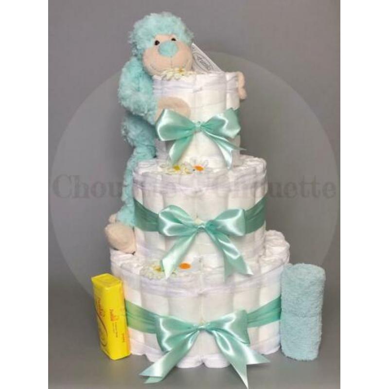 Gratis verzending Luiertaart Aap blauw