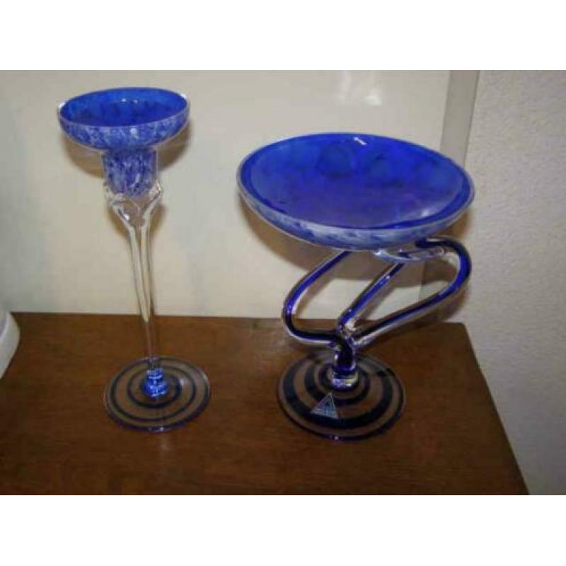 Blauw Krosno glas (A19 1477) H