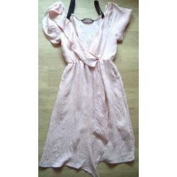 ZARA BASIC roze jurk offshoulder maat S
