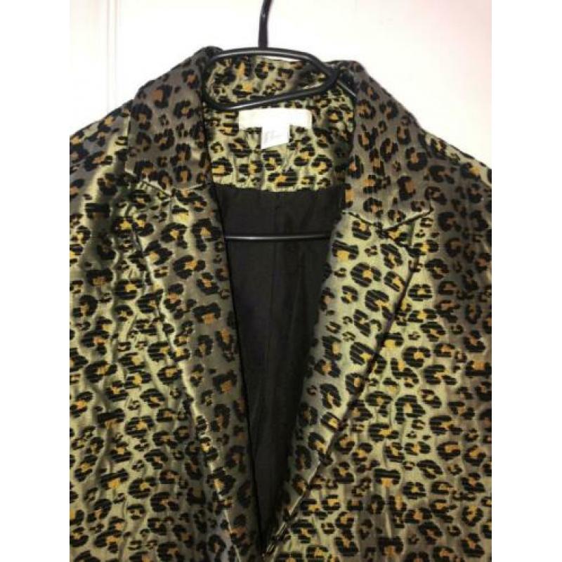 H&M Trend mt 34 jacquard jas overjas mantel luipaard