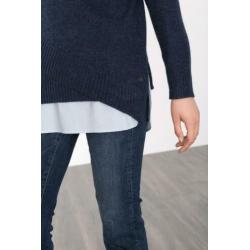 Esprit navy wollen asymmetrische trui coltrui schuine zoom S