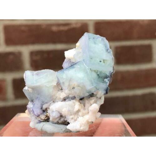 Porselein Fluoriet - Blauw Witte kristallen