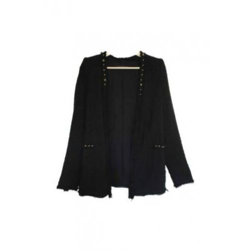 Zara Black Studded Tweed Blazer M
