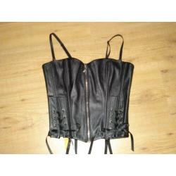 Sexy zwart latex/lak korset, gothic/fetish stijl, maat S