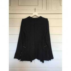 Zara Black Studded Tweed Blazer M