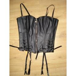Sexy zwart latex/lak korset, gothic/fetish stijl, maat S