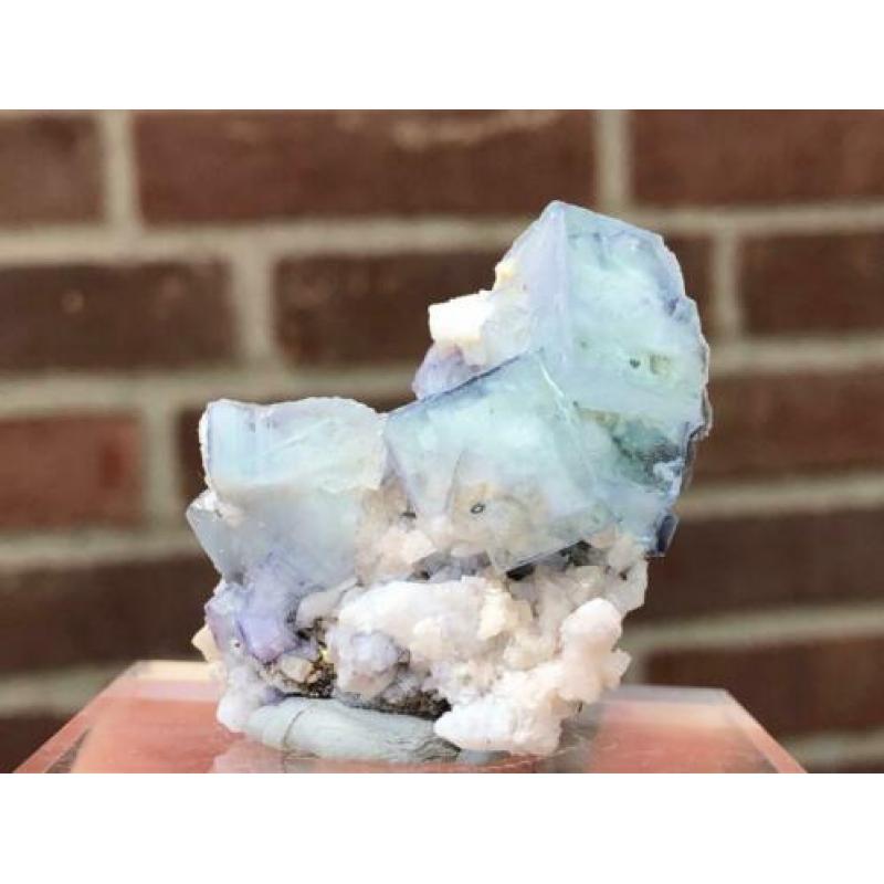 Porselein Fluoriet - Blauw Witte kristallen