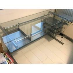 Bureau - metaal met glazen blad (70 x 150)