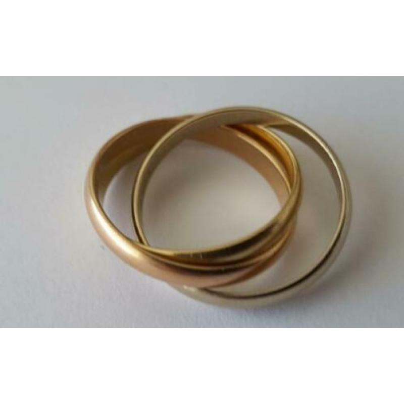 3 kleuren gouden ring Cartier trinity style 18 karaats !!!