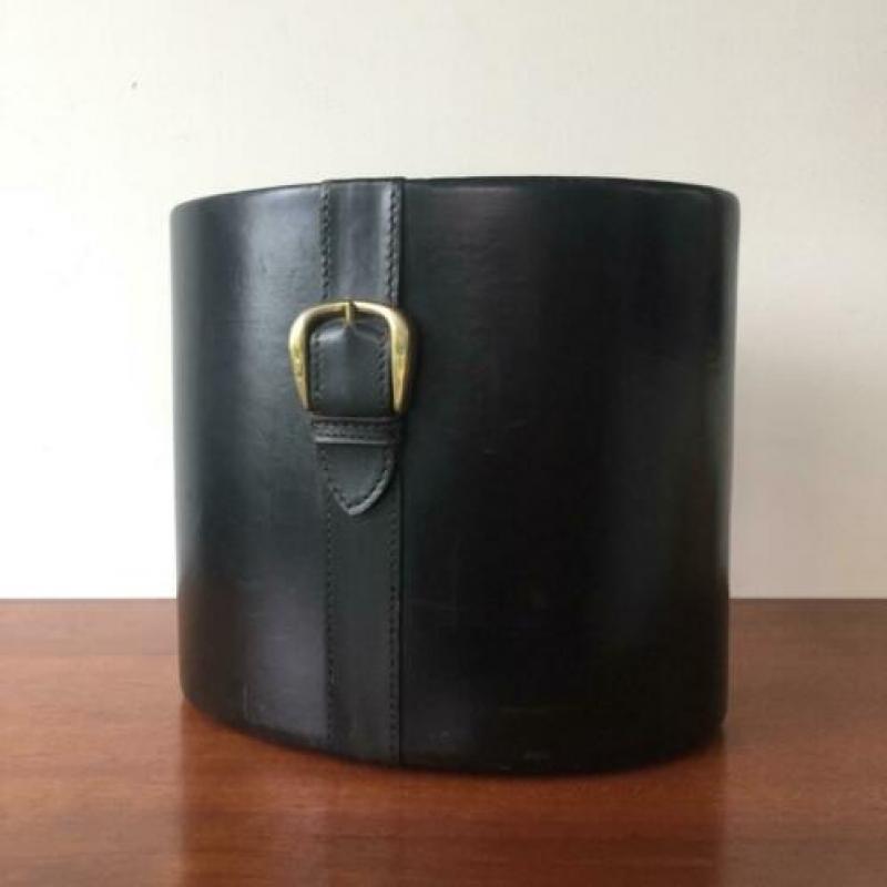 Vintage jaren 60 Frans design leren prullenbak adnet aubock