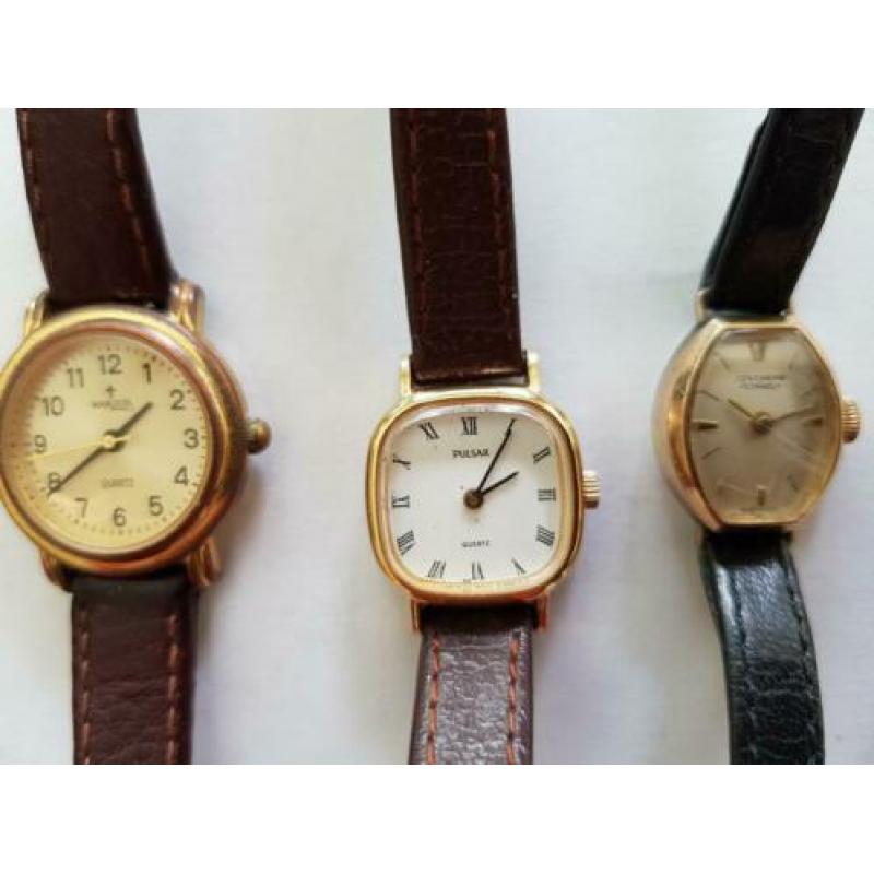 8 oude dameshorloges niet lopend zowel mechanisch als quartz