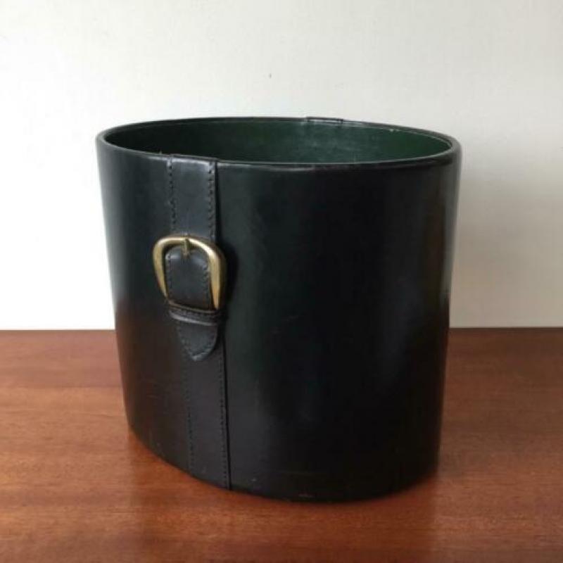 Vintage jaren 60 Frans design leren prullenbak adnet aubock