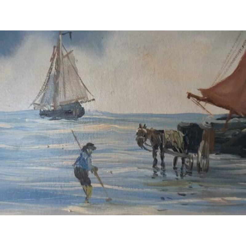 olieverfschilderij J. Kelderman. zeilschepen vissersboten