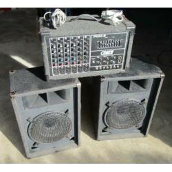 Crate PCM-6 Mixer Versterker+Boxen 12"'Woofer Zolder vondst