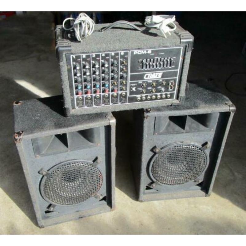Crate PCM-6 Mixer Versterker+Boxen 12"'Woofer Zolder vondst