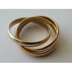 3 kleuren gouden ring Cartier trinity style 18 karaats !!!