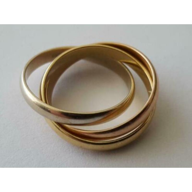 3 kleuren gouden ring Cartier trinity style 18 karaats !!!