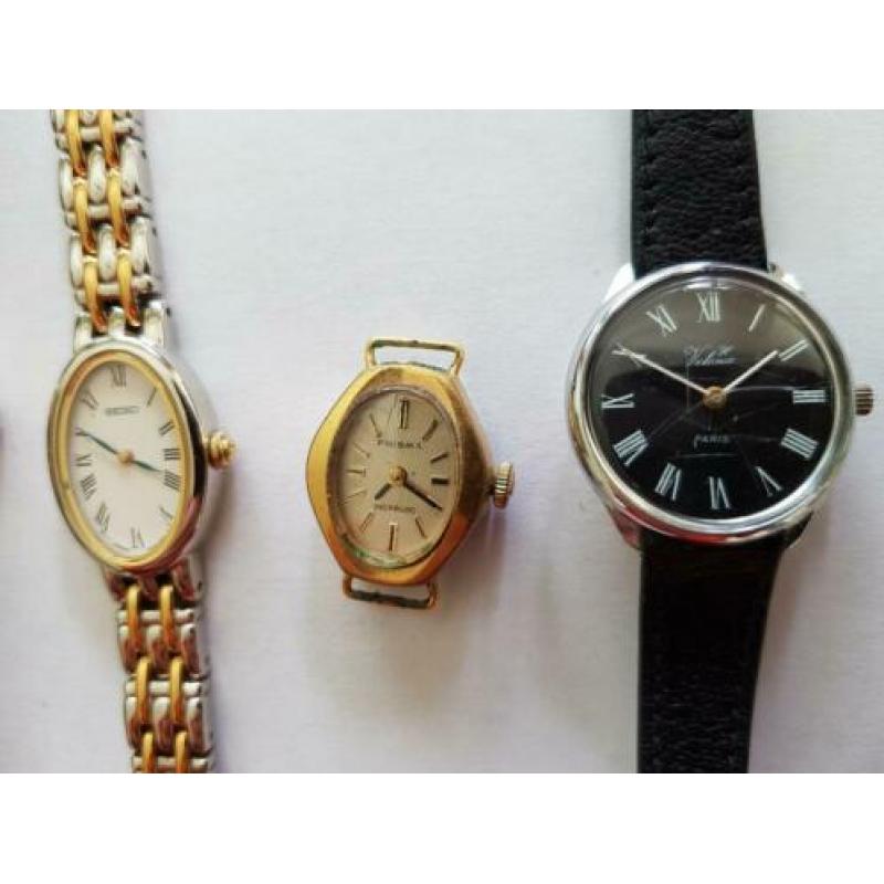 8 oude dameshorloges niet lopend zowel mechanisch als quartz