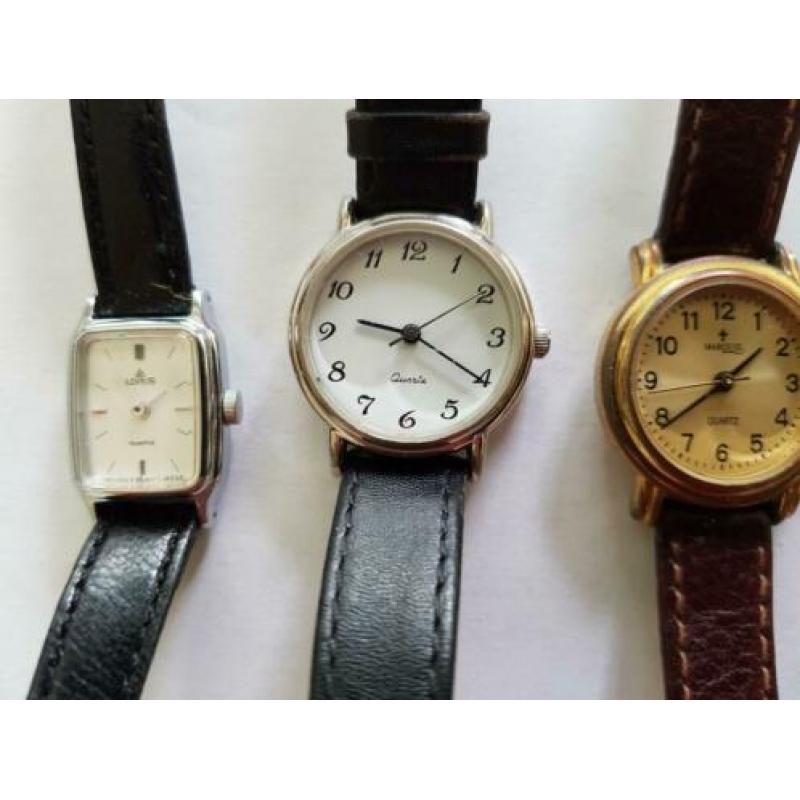 8 oude dameshorloges niet lopend zowel mechanisch als quartz