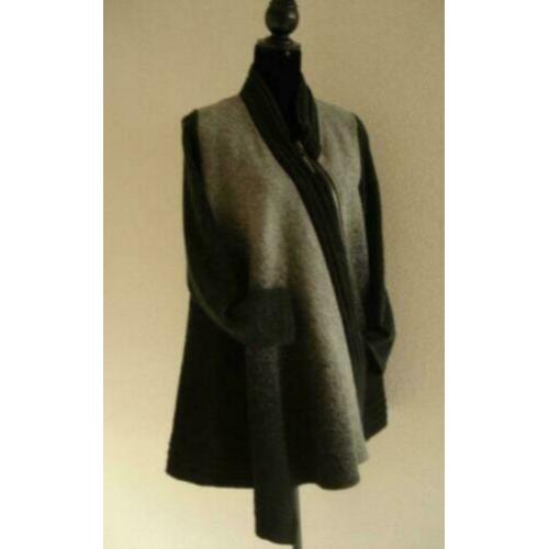 Sao Paulo zwart - grijs jas met rits , wool vest maat S