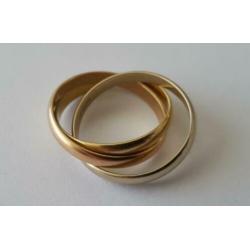3 kleuren gouden ring Cartier trinity style 18 karaats !!!