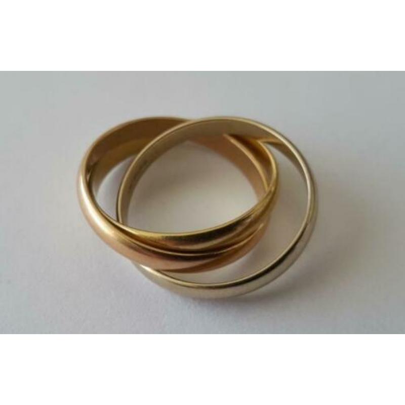 3 kleuren gouden ring Cartier trinity style 18 karaats !!!