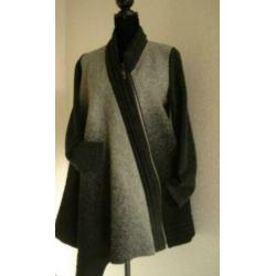 Sao Paulo zwart - grijs jas met rits , wool vest maat S