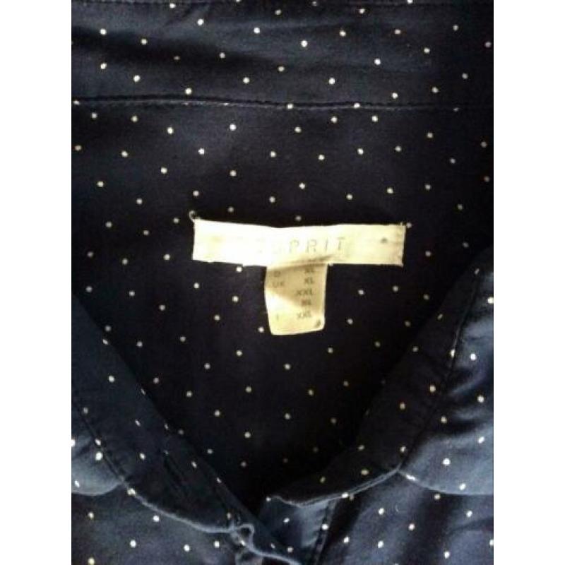 Esprit blouse 100 % viscose maat XL bloes witte stipjes