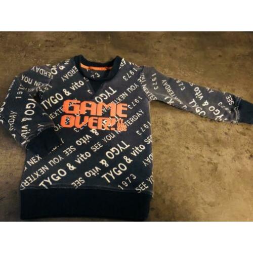 Tygo & Vito leuke blauwe sweater trui met opdruk maat 92