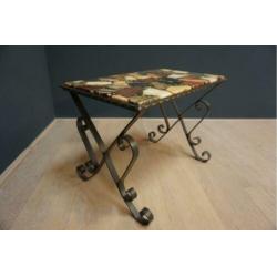 Metalen/marmer bijzettafel