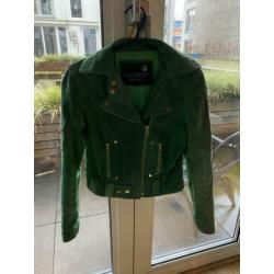 Groen leren suède biker Jack van Goosecraft