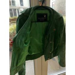 Groen leren suède biker Jack van Goosecraft