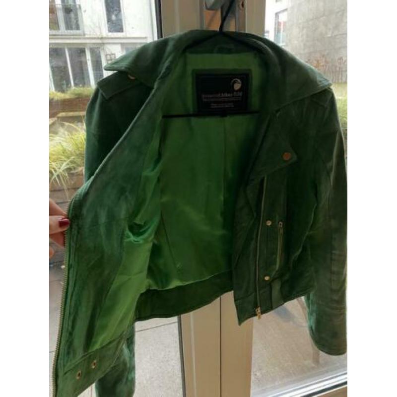 Groen leren suède biker Jack van Goosecraft