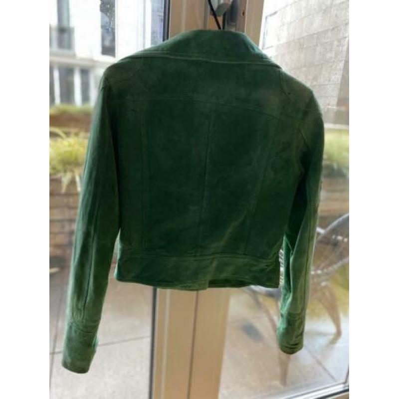 Groen leren suède biker Jack van Goosecraft