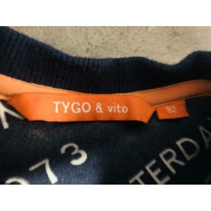 Tygo & Vito leuke blauwe sweater trui met opdruk maat 92