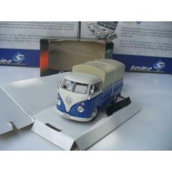 VW Volkswagen T1 Bus Pick Up met Huif Blauw Cararama 1/43