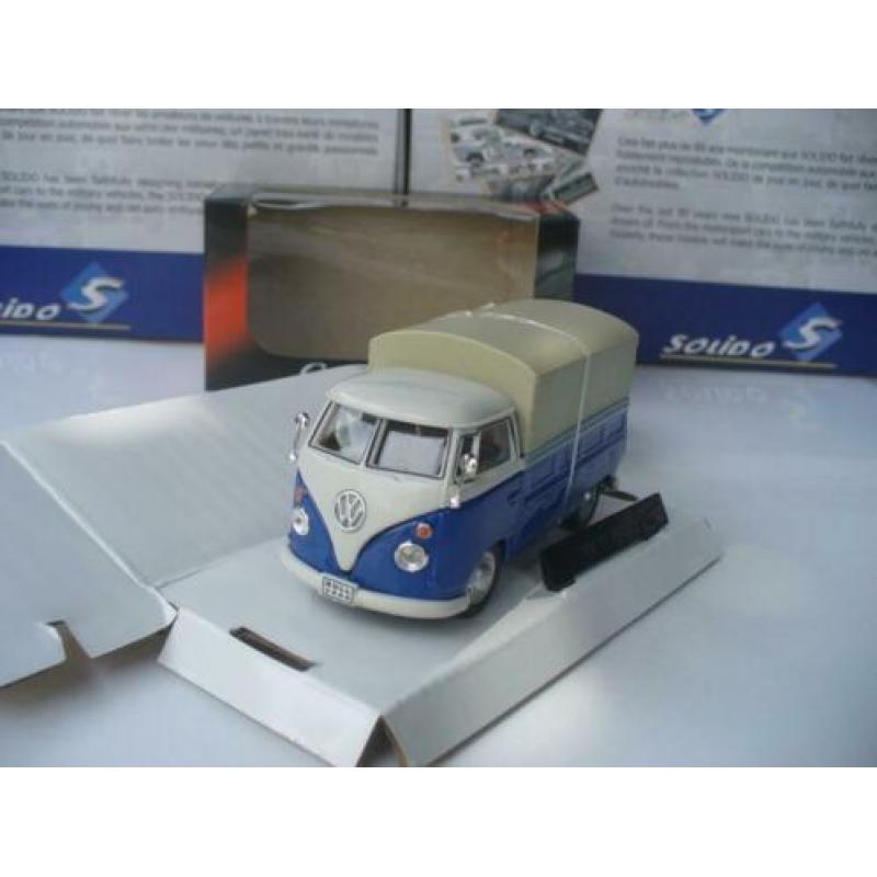 VW Volkswagen T1 Bus Pick Up met Huif Blauw Cararama 1/43