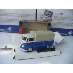 VW Volkswagen T1 Bus Pick Up met Huif Blauw Cararama 1/43