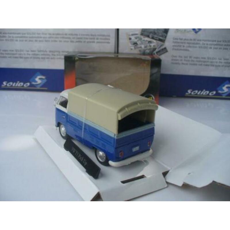 VW Volkswagen T1 Bus Pick Up met Huif Blauw Cararama 1/43