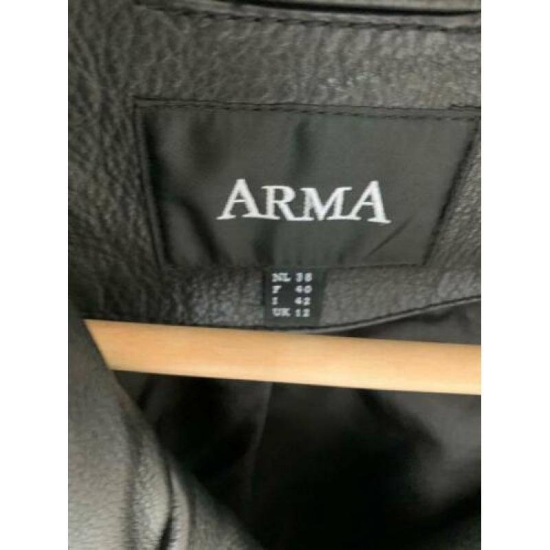 Originele Arma jas leren winter jas zwart biker jack 38